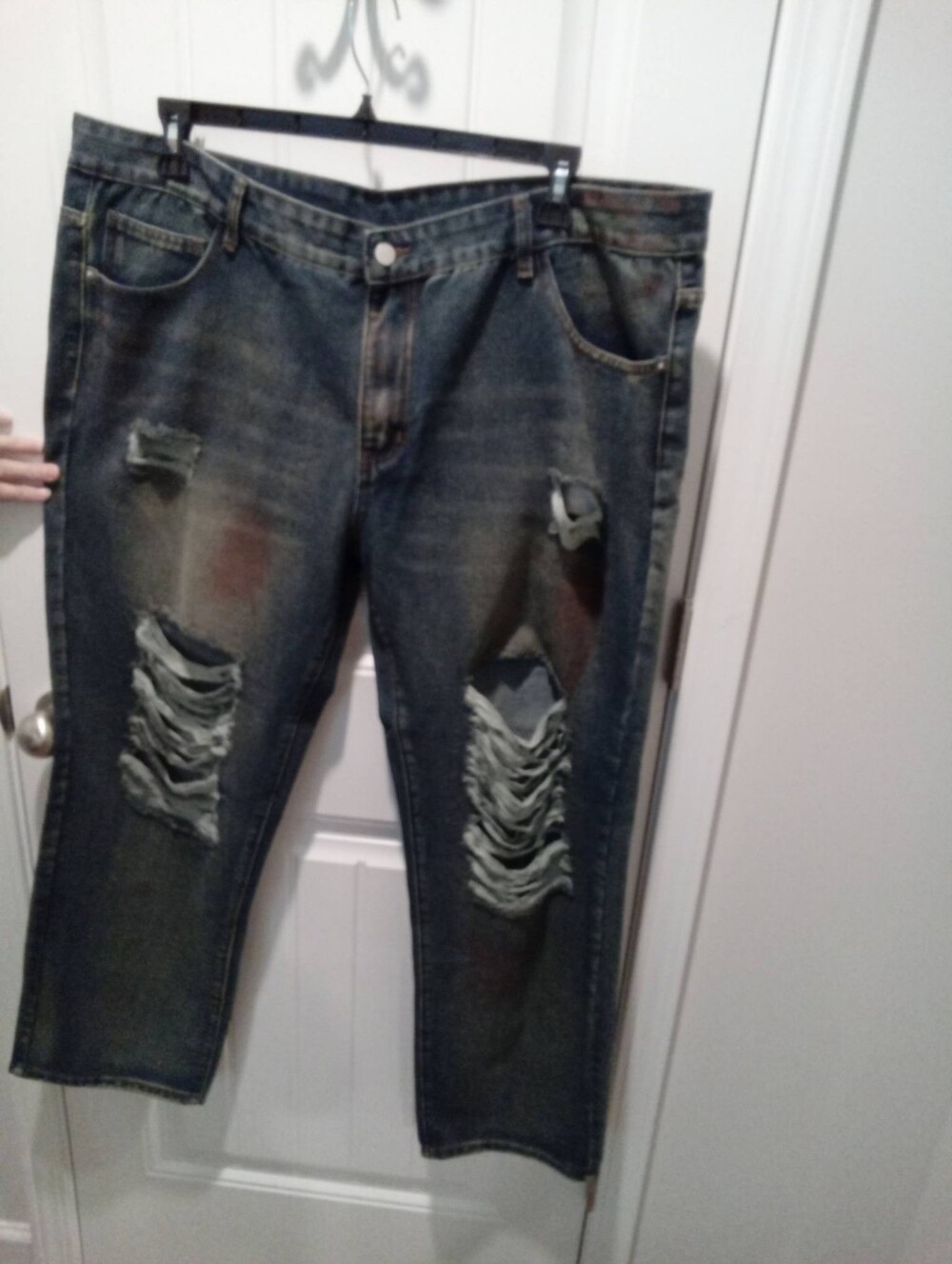 2-$10...Shein Plus Size 3X Distressed Straight Leg Classic Dark Denim Blue Jeans